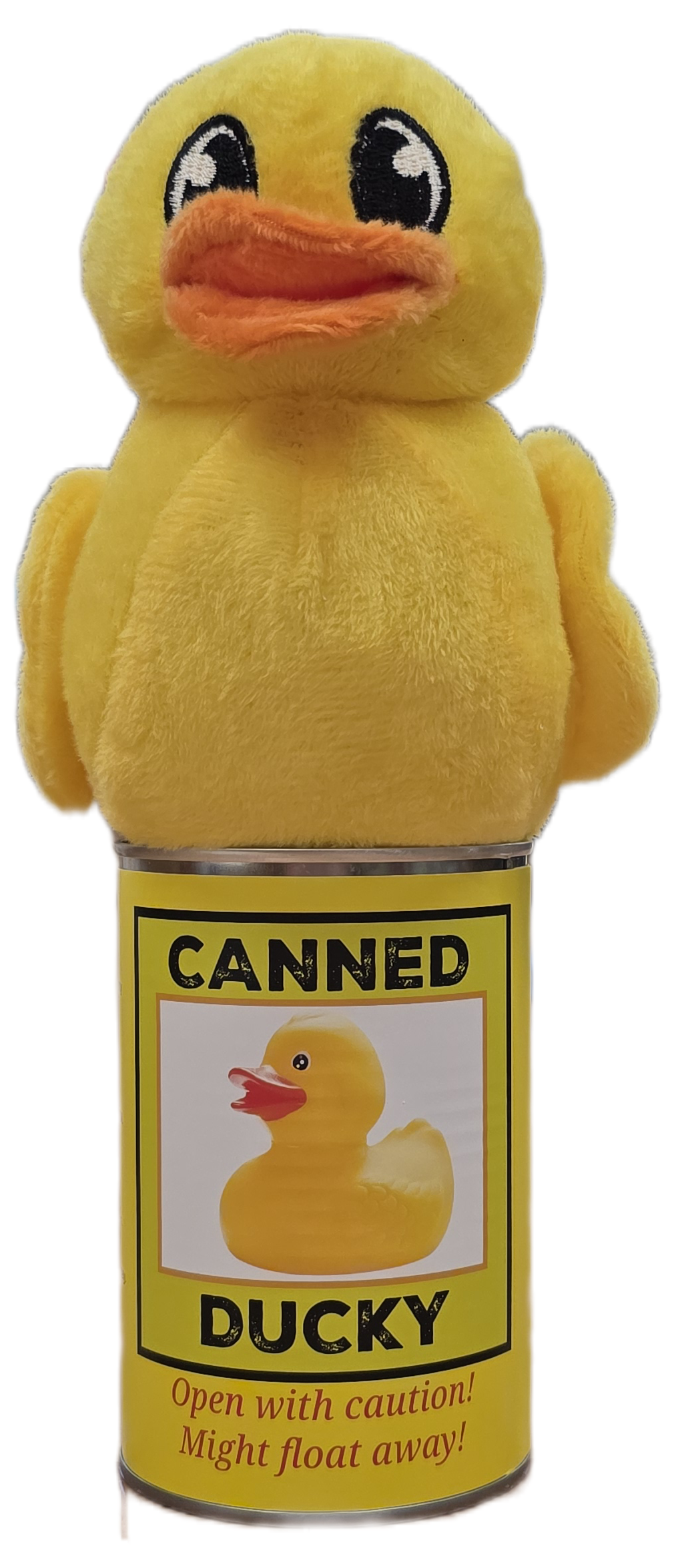 Canned Ducky | Plush Rubber Ducky Stuffed Animal | Gift: Pop Top Lid