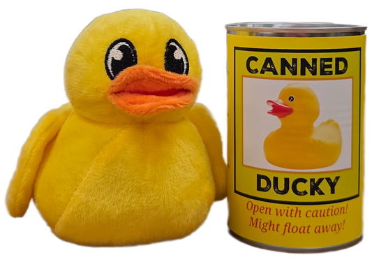 Canned Ducky | Plush Rubber Ducky Stuffed Animal | Gift: Pop Top Lid