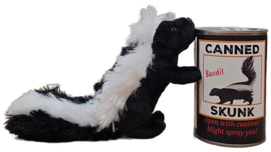 Canned Skunk | Stuffed Animal Plush w/Funny Jokes on Can: Pop Top Lid