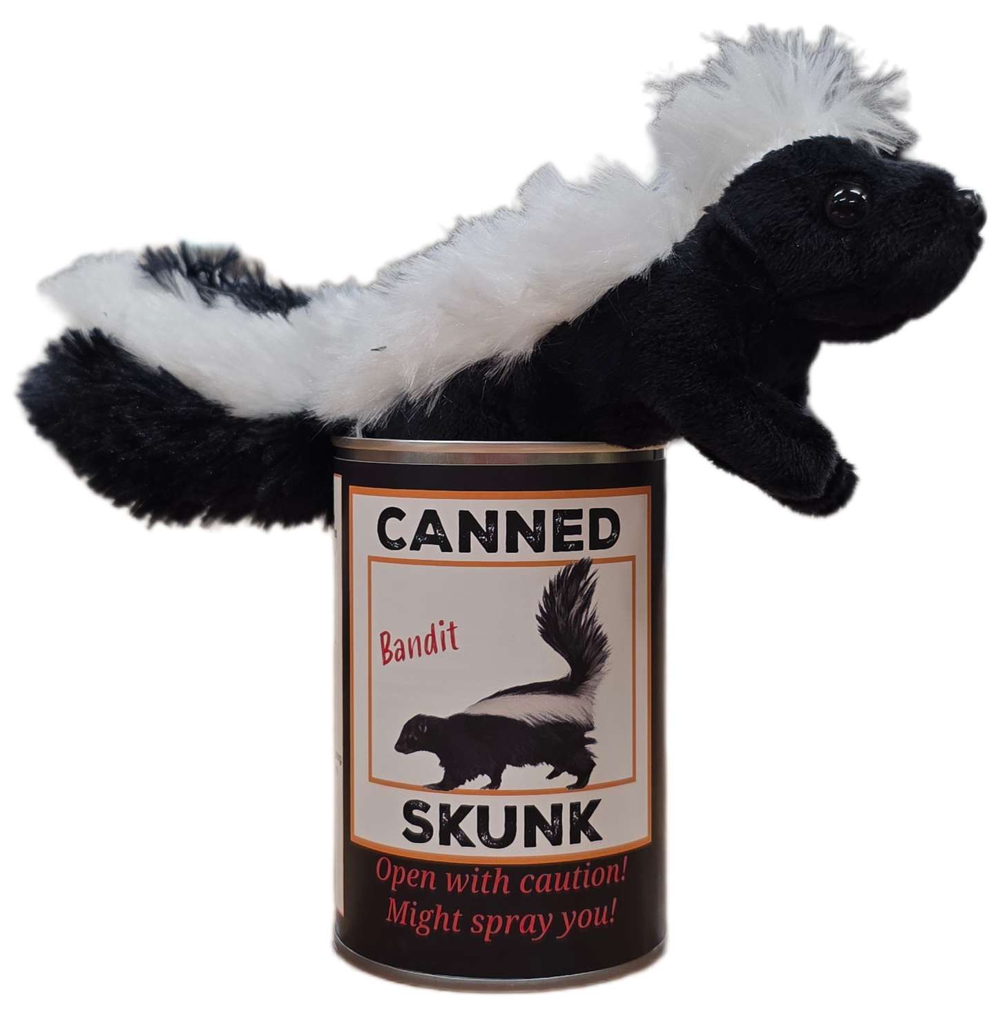 Canned Skunk | Stuffed Animal Plush w/Funny Jokes on Can: Pop Top Lid