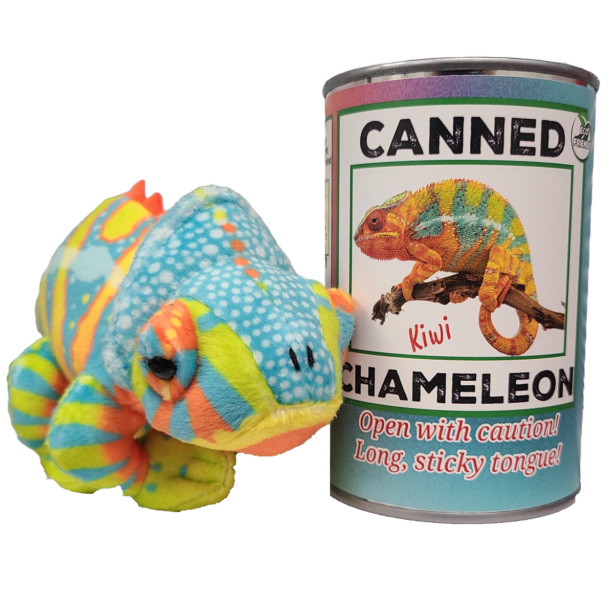 Kiwi the Canned Chameleon Stuffed Animal Plush w/Funny Jokes: Pop Top Lid
